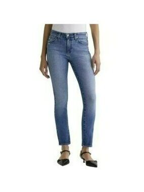 AG Mari Mid-Rise Slim Straight Jeans Womens 26 Blue Japanese Fabric